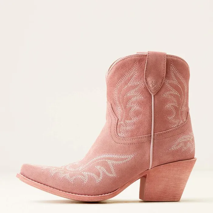 Women Booties Ariat Chandler Western Boot Carnation Pink Suede