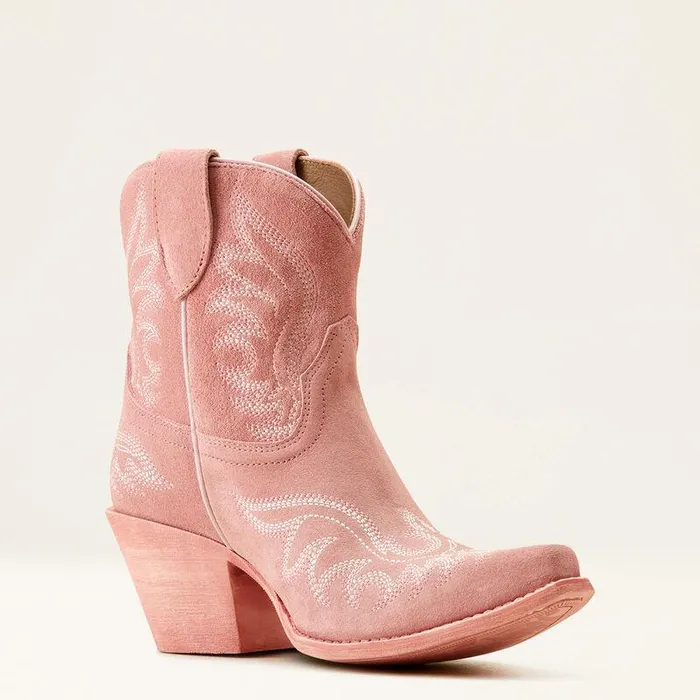 Women Booties Ariat Chandler Western Boot Carnation Pink Suede