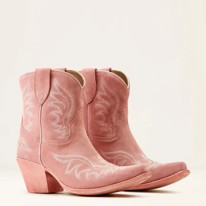 Women Booties Ariat Chandler Western Boot Carnation Pink Suede