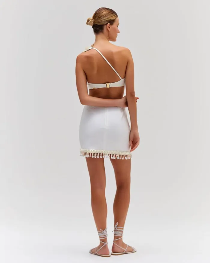 Women Bottoms PatBO HANDBEADED MINI SKIRT White