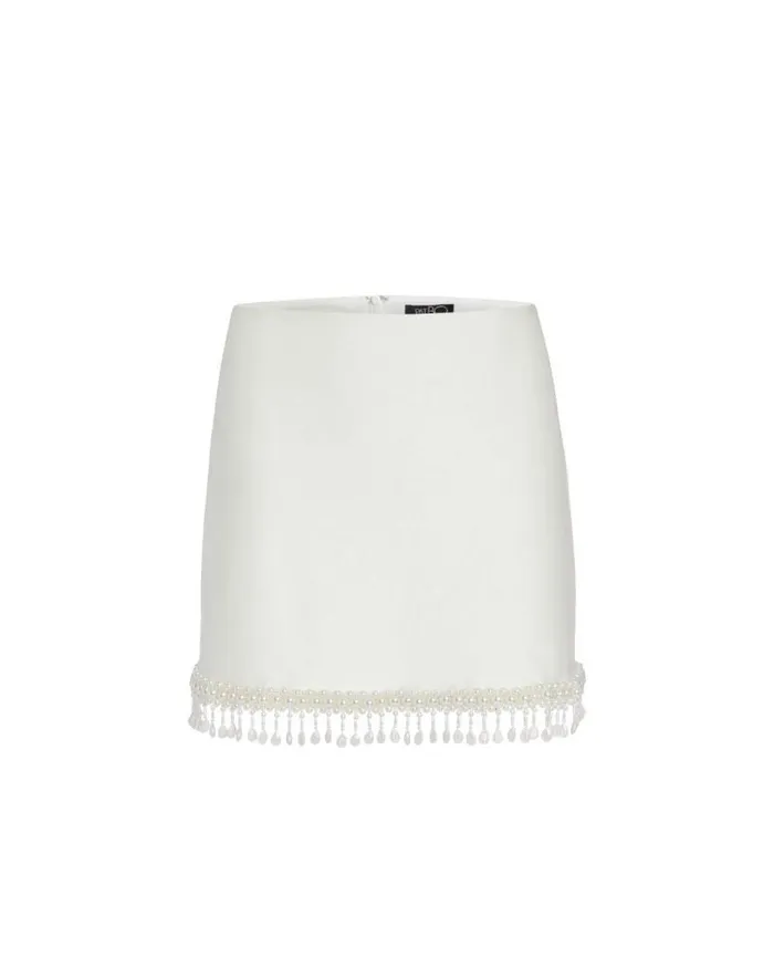 Women Bottoms PatBO HANDBEADED MINI SKIRT White