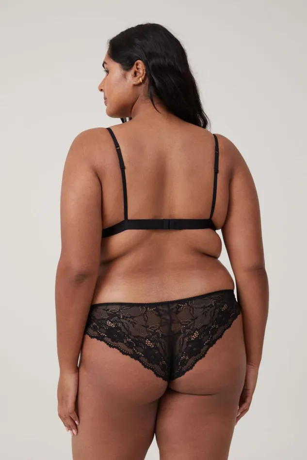 Women Bras Cotton On Everyday Lace Triangle Padded Bralette Black