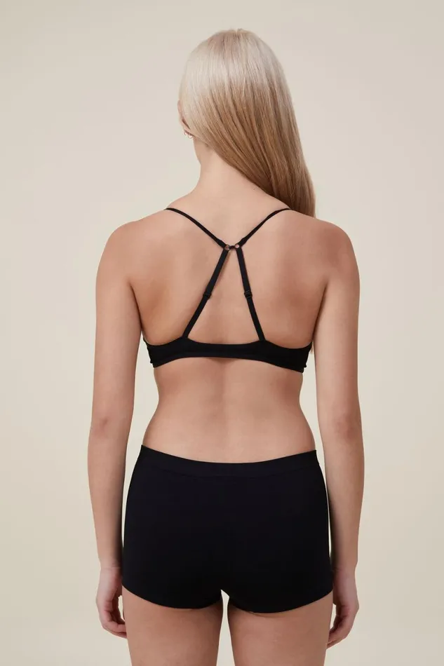 Women Bras Cotton On Seamless Triangle Padded Bralette Black