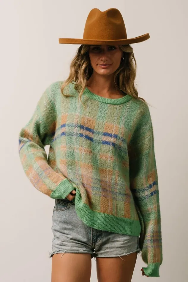 Women Brentridge Plaid Sweater Green Multi Baltic Born Sweaters
