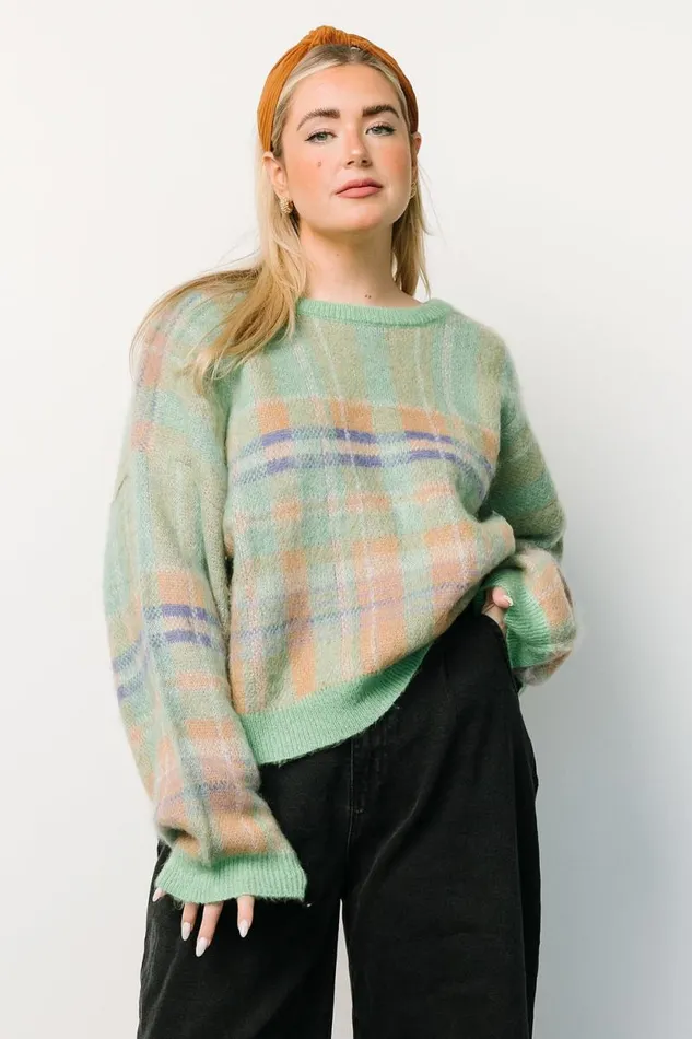 Women Brentridge Plaid Sweater Green Multi Baltic Born Sweaters