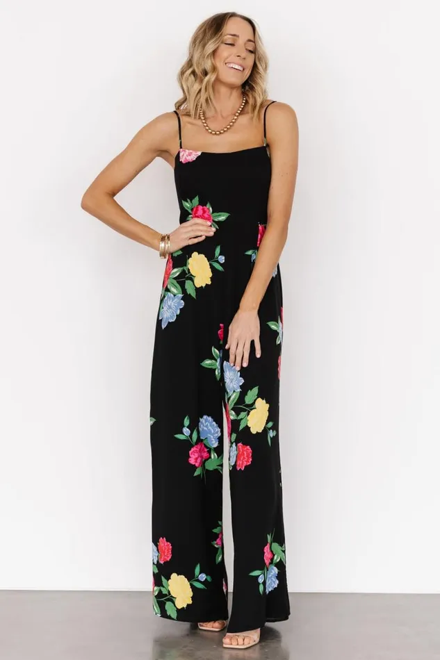 Women Brooklyn Wide Leg Jumpsuit Black Floral Baltic Born Jumpsuits and Rompers