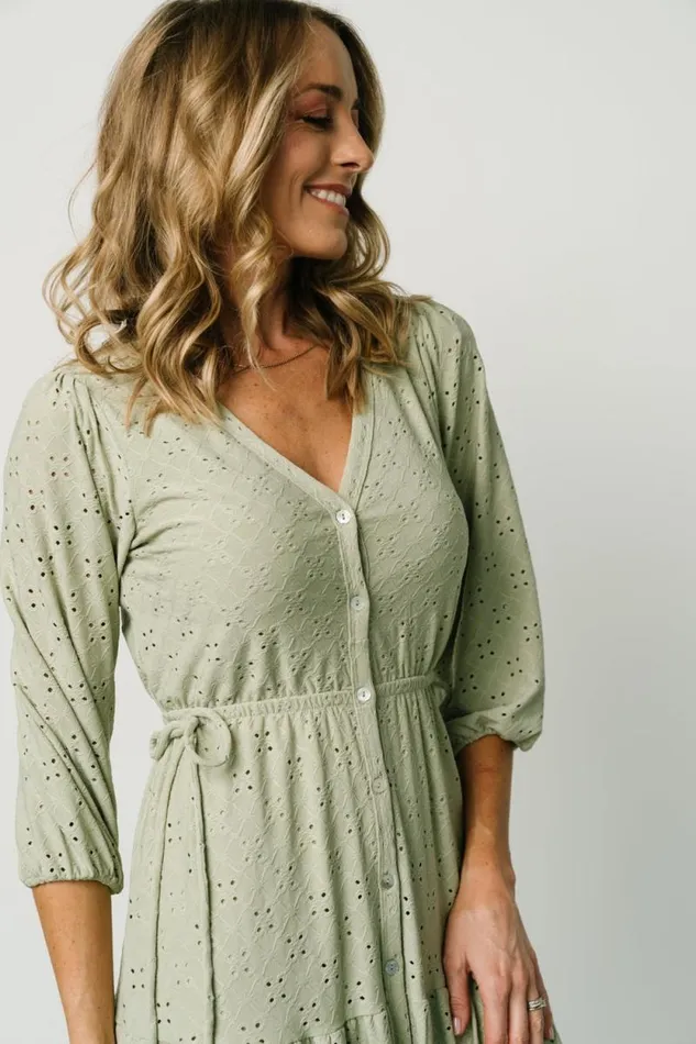 Women Carey Button Down Tiered Dress Light Sage Baltic Born Midi Dresses