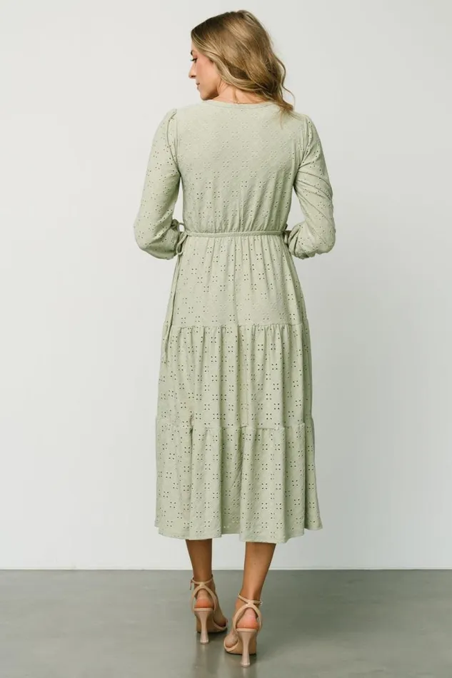 Women Carey Button Down Tiered Dress Light Sage Baltic Born Midi Dresses