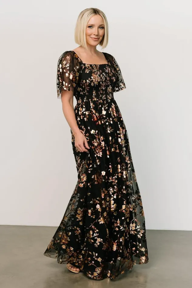 Women Cassandra Tulle Maxi Dress Black Blossom Baltic Born The Guest Edit