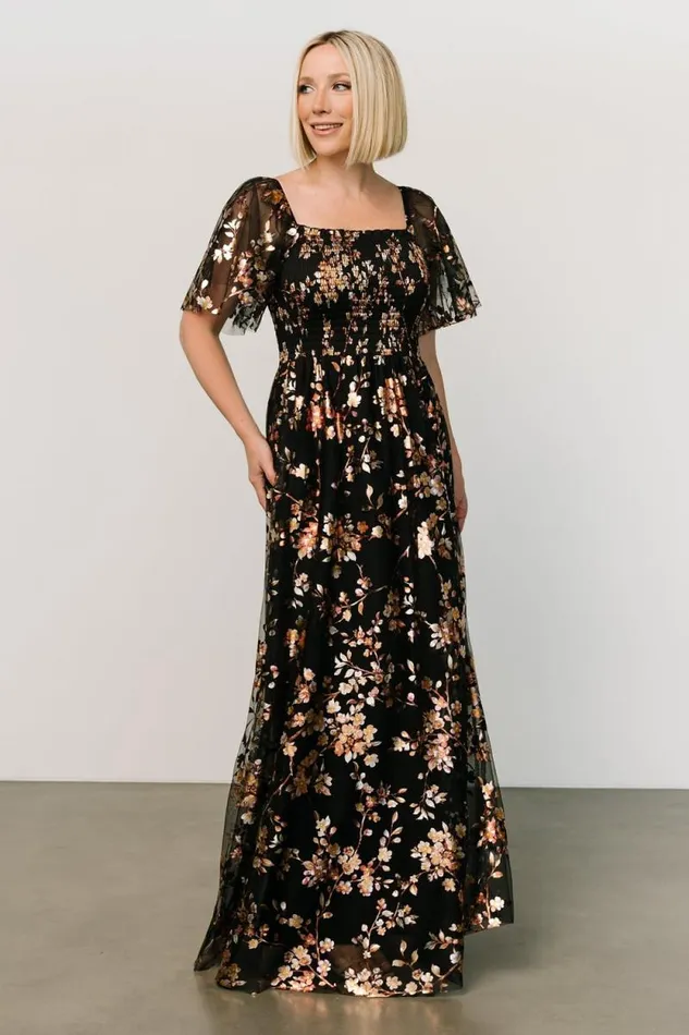 Women Cassandra Tulle Maxi Dress Black Blossom Baltic Born The Guest Edit Women Cassandra Tulle Maxi Dress Black Blossom Baltic Born The Guest Edit