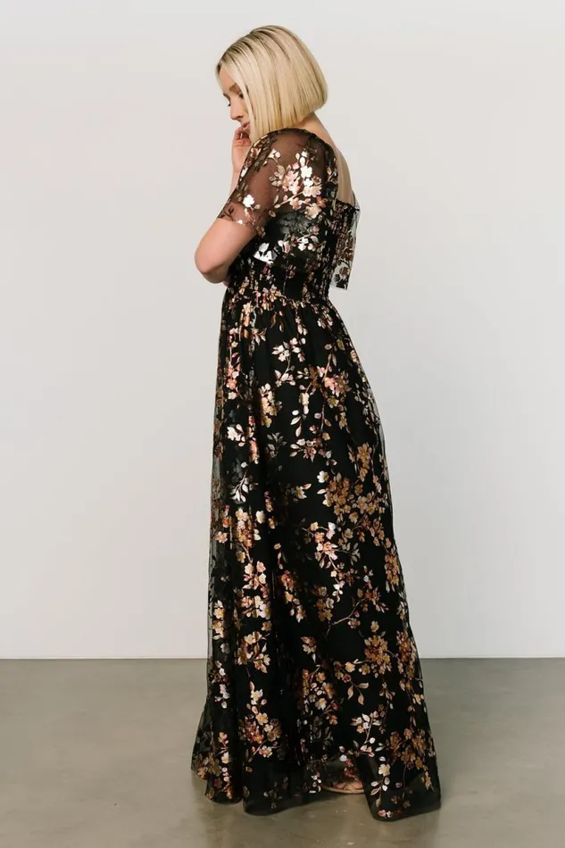 Women Cassandra Tulle Maxi Dress Black Blossom Baltic Born The Guest Edit Women Cassandra Tulle Maxi Dress Black Blossom Baltic Born The Guest Edit