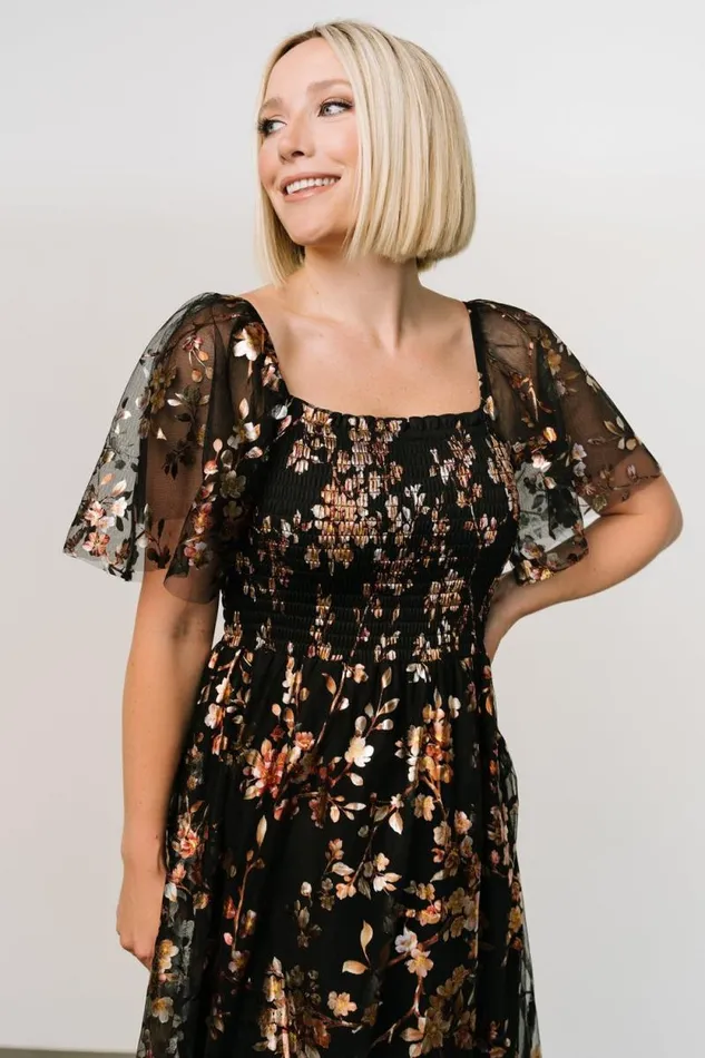 Women Cassandra Tulle Maxi Dress Black Blossom Baltic Born The Guest Edit Women Cassandra Tulle Maxi Dress Black Blossom Baltic Born The Guest Edit