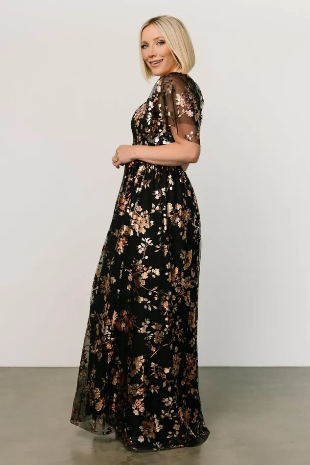 Women Cassandra Tulle Maxi Dress Black Blossom Baltic Born The Guest Edit Women Cassandra Tulle Maxi Dress Black Blossom Baltic Born The Guest Edit