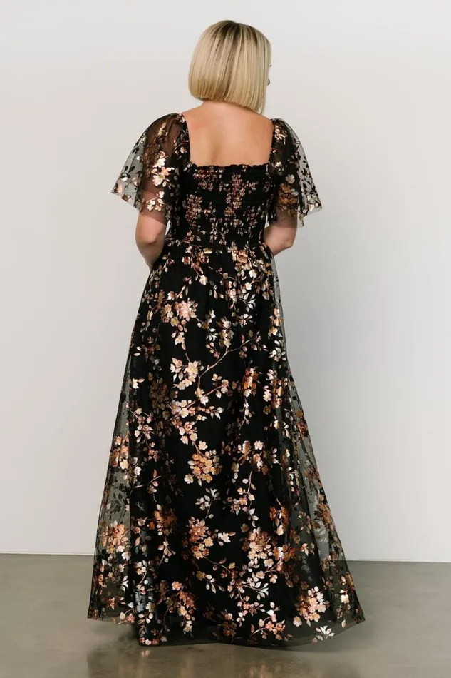 Women Cassandra Tulle Maxi Dress Black Blossom Baltic Born The Guest Edit Women Cassandra Tulle Maxi Dress Black Blossom Baltic Born The Guest Edit