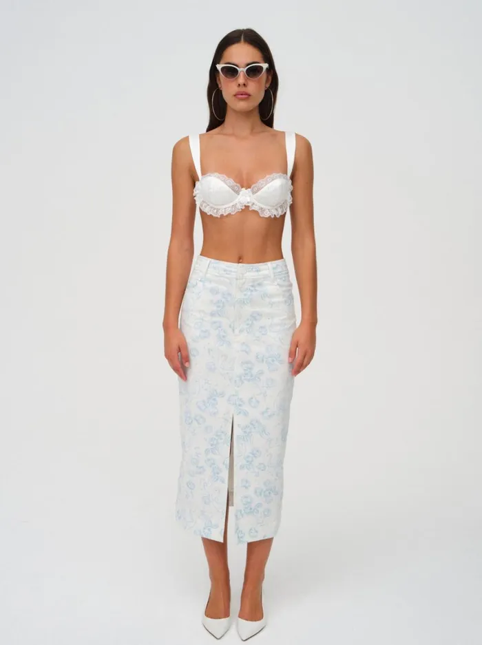 Women Chantal Denim Midi Skirt Blue For Love and Lemons Bottoms
