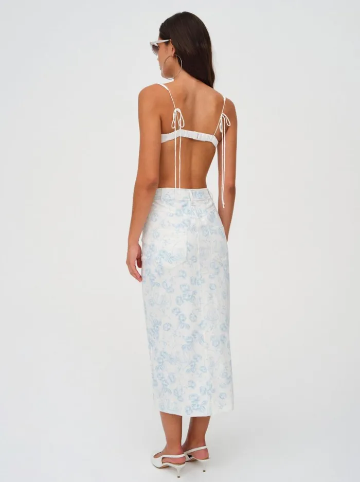 Women Chantal Denim Midi Skirt Blue For Love and Lemons Bottoms