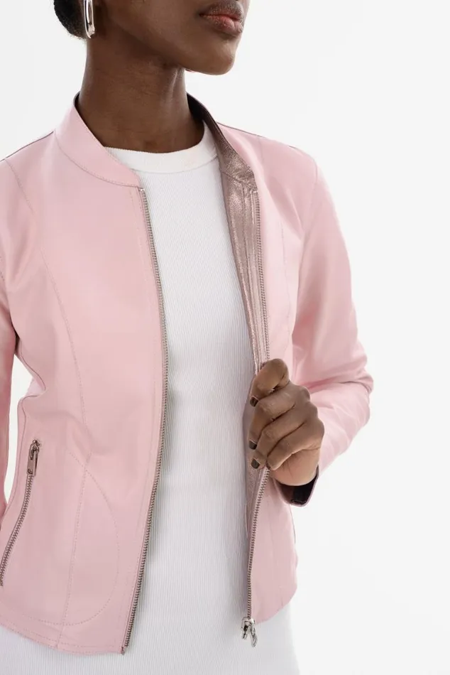 Women CHAPIN Reversible Leather Bomber Ballerina Pinkpink LAMARQUE Leather Jackets Women CHAPIN Reversible Leather Bomber Ballerina Pinkpink LAMARQUE Leather Jackets