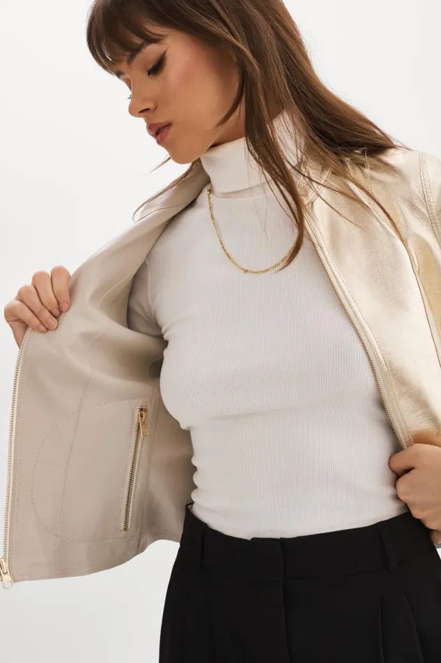 Women CHAPIN Reversible Leather Bomber Bonegold LAMARQUE Bombers Women CHAPIN Reversible Leather Bomber Bonegold LAMARQUE Bombers