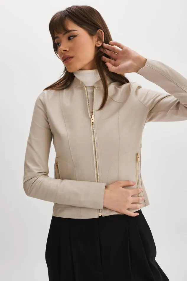 Women CHAPIN Reversible Leather Bomber Bonegold LAMARQUE Bombers Women CHAPIN Reversible Leather Bomber Bonegold LAMARQUE Bombers