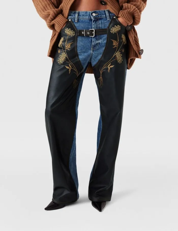 Women Chaps Embroidered StraightLeg Jeans Blue Stella McCartney Pants And Shorts