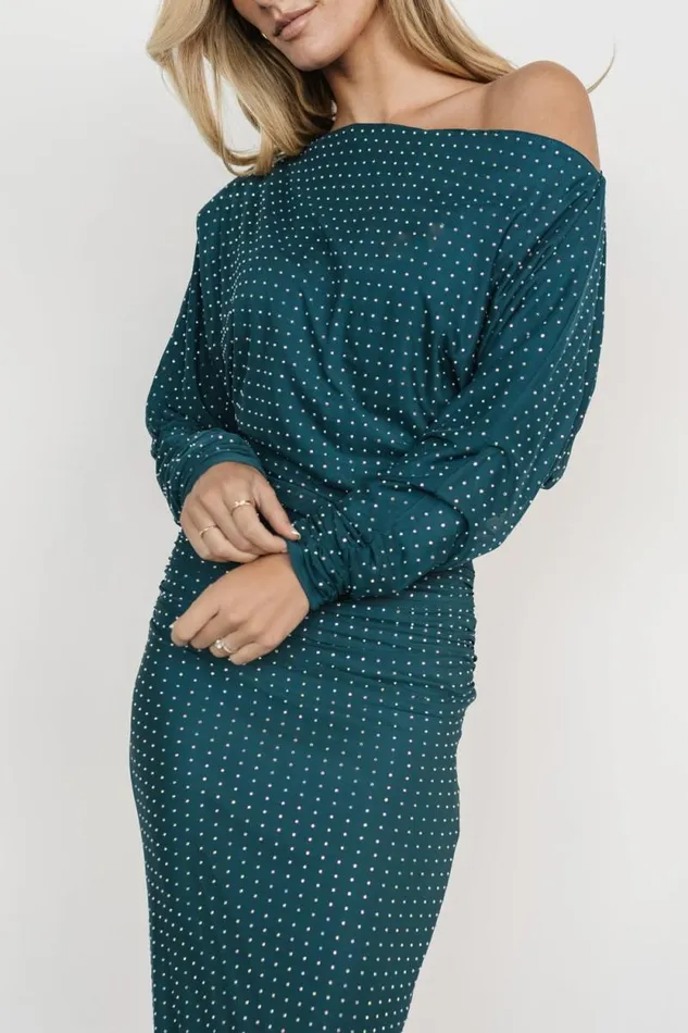 Women Charlize Rhinestone Maxi Dress Peacock Baltic Born Embellished and Sequined Women Charlize Rhinestone Maxi Dress Peacock Baltic Born Embellished and Sequined