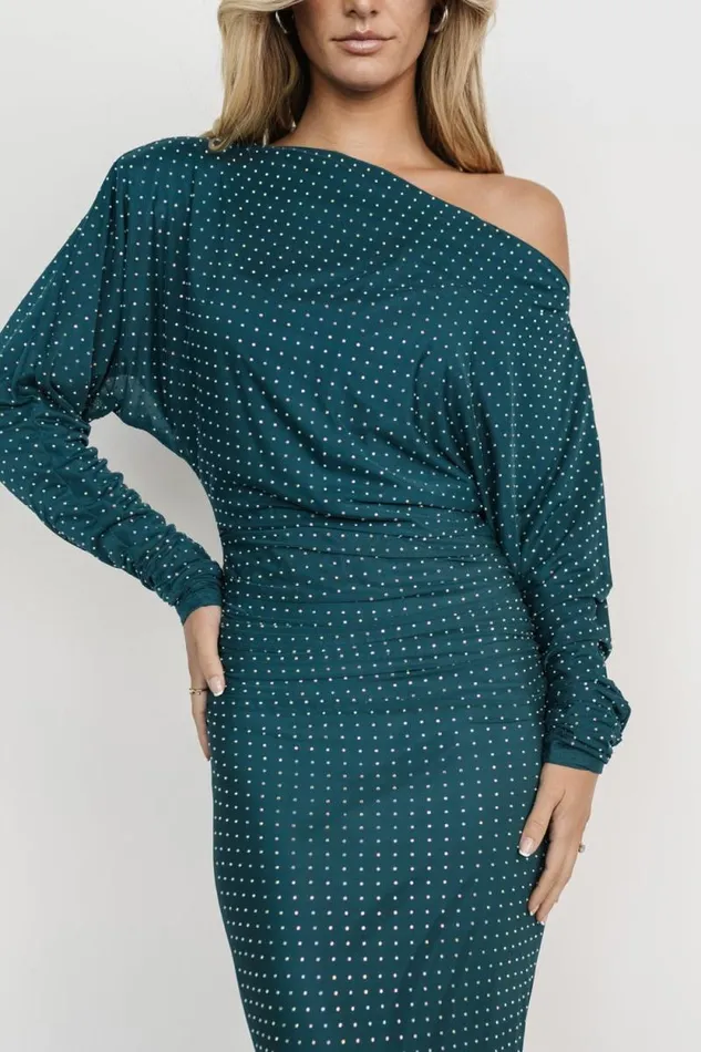 Women Charlize Rhinestone Maxi Dress Peacock Baltic Born Embellished and Sequined Women Charlize Rhinestone Maxi Dress Peacock Baltic Born Embellished and Sequined