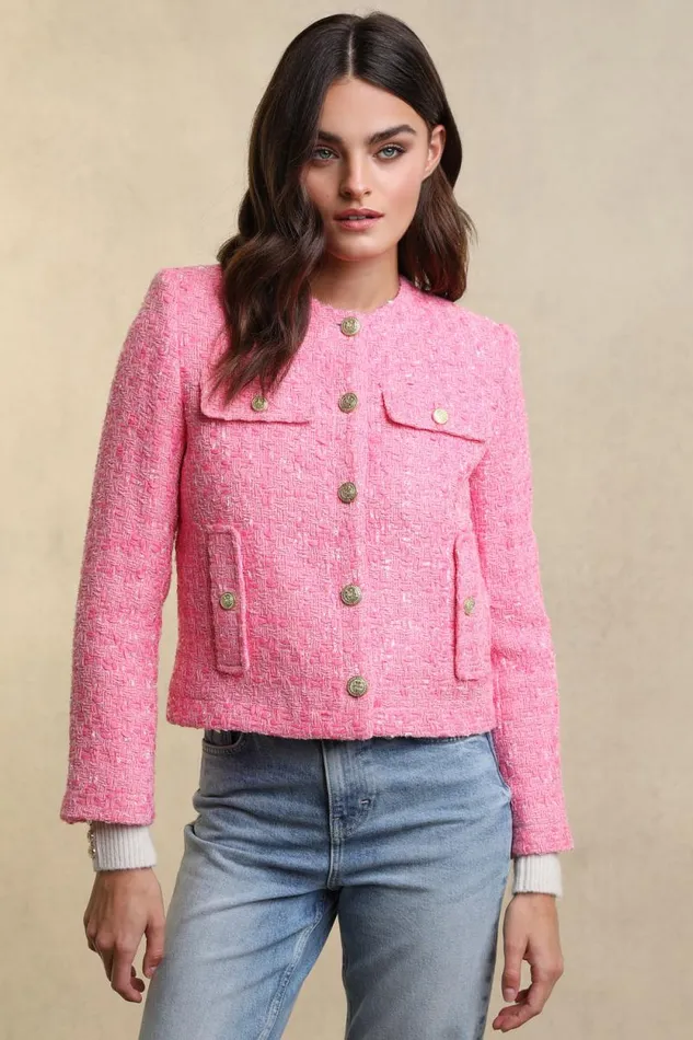 Women Chelsea Jacket Pop Pink Boucle Holland Cooper Tailoring