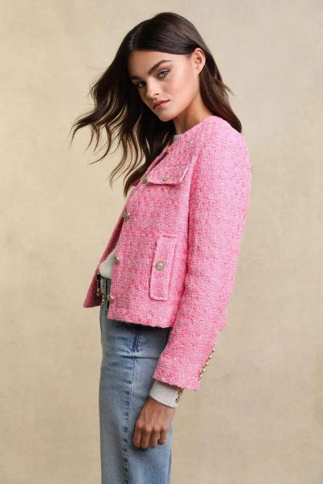 Women Chelsea Jacket Pop Pink Boucle Holland Cooper Tailoring