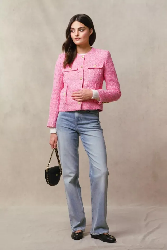 Women Chelsea Jacket Pop Pink Boucle Holland Cooper Tailoring