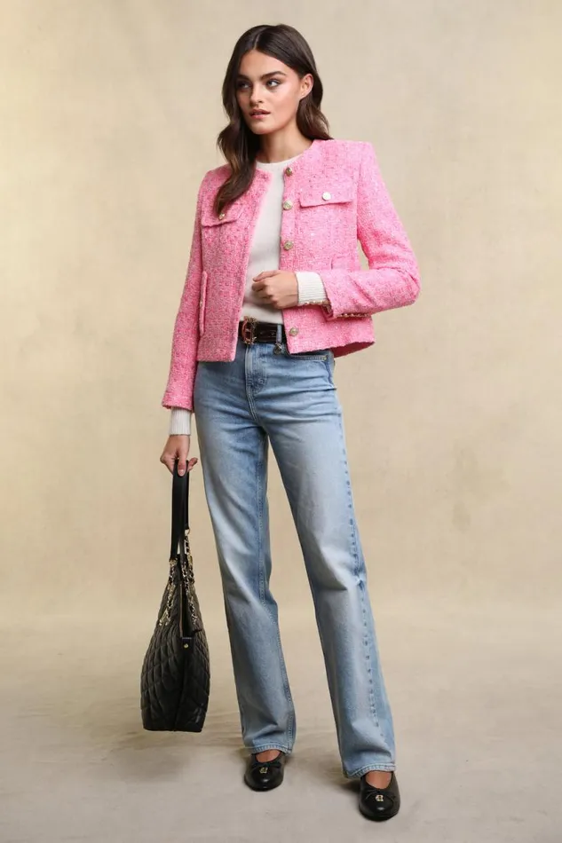 Women Chelsea Jacket Pop Pink Boucle Holland Cooper Tailoring