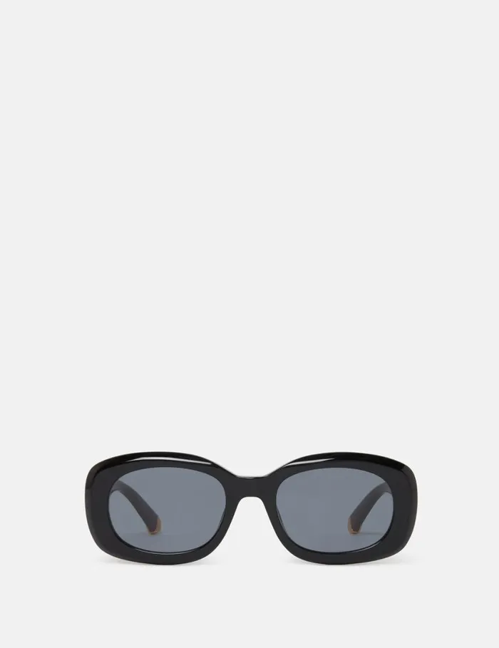 Women Chunky Oval Sunglasses Glossy Black Stella McCartney Sunglasses
