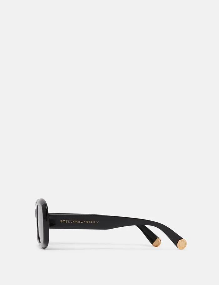 Women Chunky Oval Sunglasses Glossy Black Stella McCartney Sunglasses
