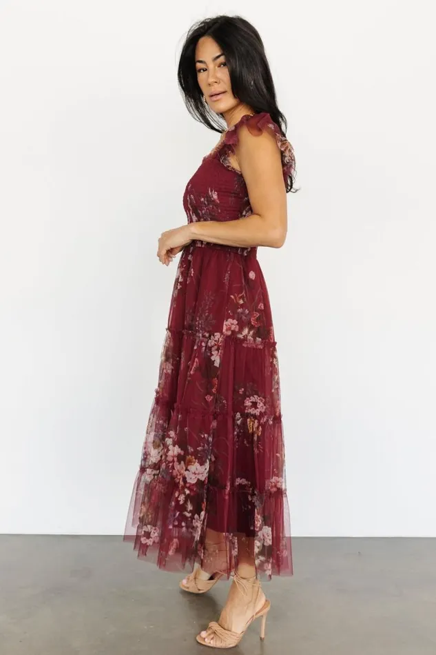 Women Clementine Tulle Midi Dress Wine Multi Baltic Born Midi Dresses Women Clementine Tulle Midi Dress Wine Multi Baltic Born Midi Dresses