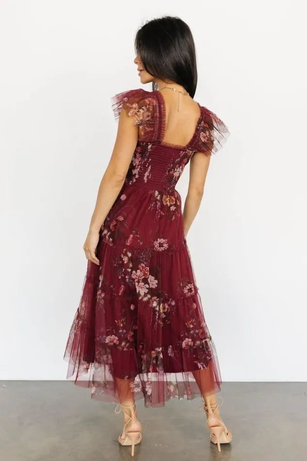 Women Clementine Tulle Midi Dress Wine Multi Baltic Born Midi Dresses Women Clementine Tulle Midi Dress Wine Multi Baltic Born Midi Dresses