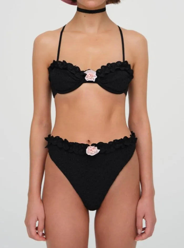 Women Clove Highwaist Bikini Bottom Black For Love and Lemons Swim