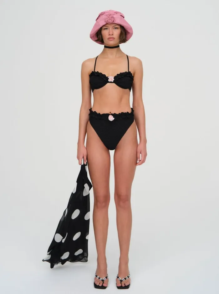 Women Clove Highwaist Bikini Bottom Black For Love and Lemons Swim