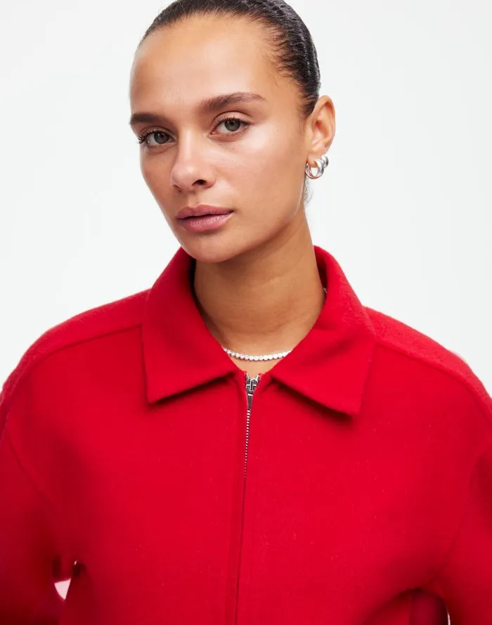Women Coats Jackets Madewell DoubleFaced RoundedSleeve Jacket Bright Cherry