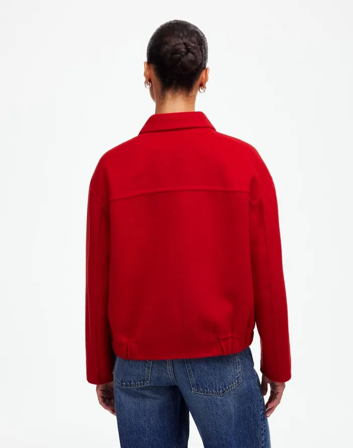 Women Coats Jackets Madewell DoubleFaced RoundedSleeve Jacket Bright Cherry