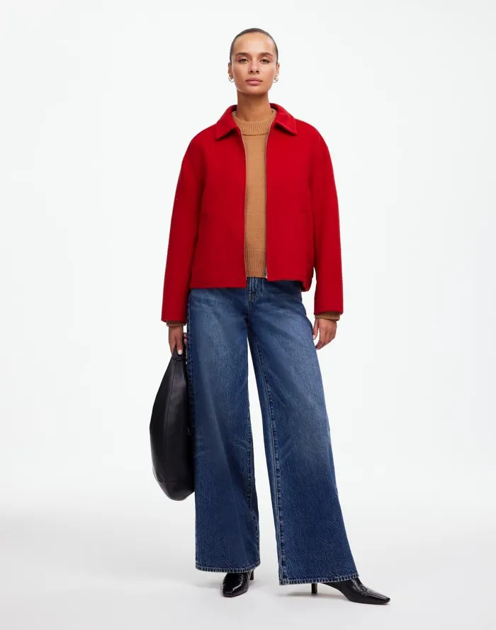 Women Coats Jackets Madewell DoubleFaced RoundedSleeve Jacket Bright Cherry