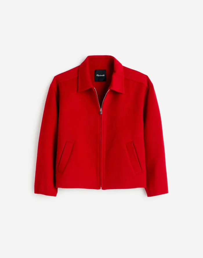 Women Coats Jackets Madewell DoubleFaced RoundedSleeve Jacket Bright Cherry