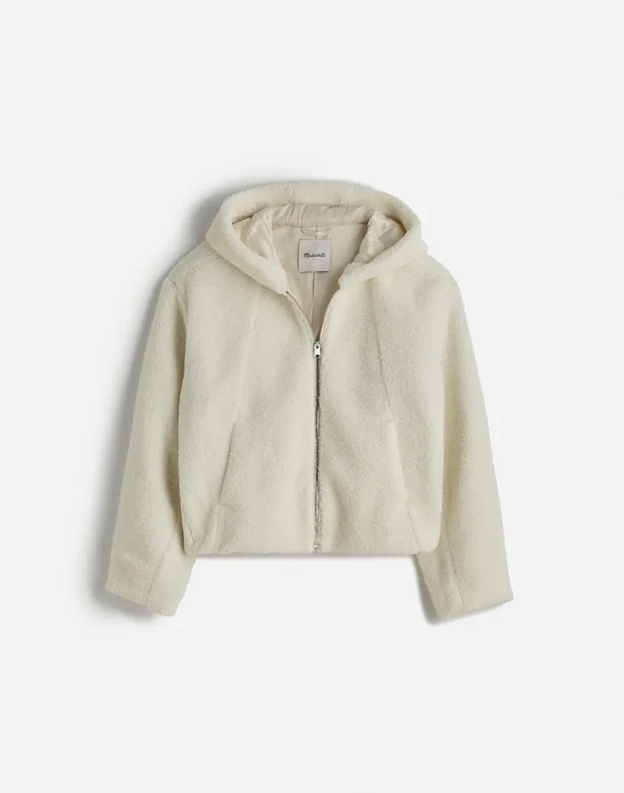 Women Coats Jackets Madewell Sherpa ZipFront Bomber Jacket Winter White