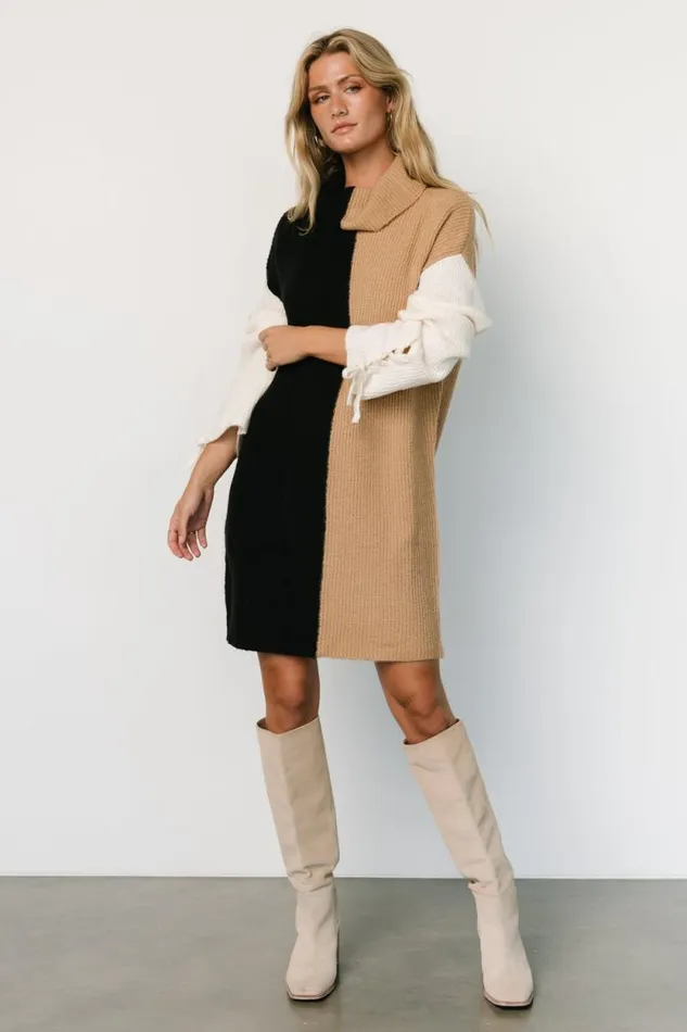 Women Connie Turtleneck Sweater Mini Dress Black Multi Baltic Born Short Dresses