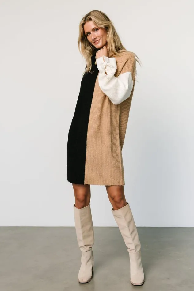 Women Connie Turtleneck Sweater Mini Dress Black Multi Baltic Born Short Dresses Women Connie Turtleneck Sweater Mini Dress Black Multi Baltic Born Short Dresses