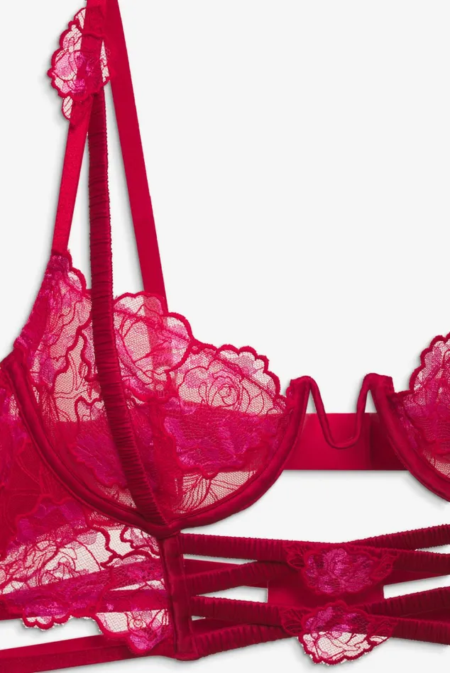 Women Cordelia Lace Bustier Red For Love and Lemons Lingerie