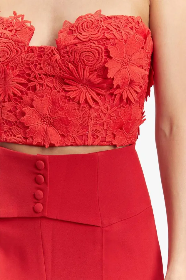 Women Corsets Bardot Brias Lace Bustier In Fire Red Fire Red