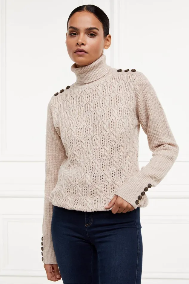 Women Cotswold Roll Neck Knit Oatmeal Holland Cooper Knitwear