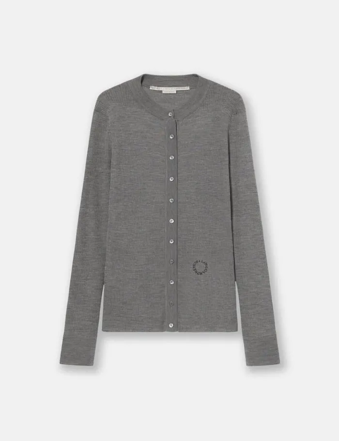Women Crewneck LongSleeve Cardigan Smoke Grey Stella McCartney Knitwear