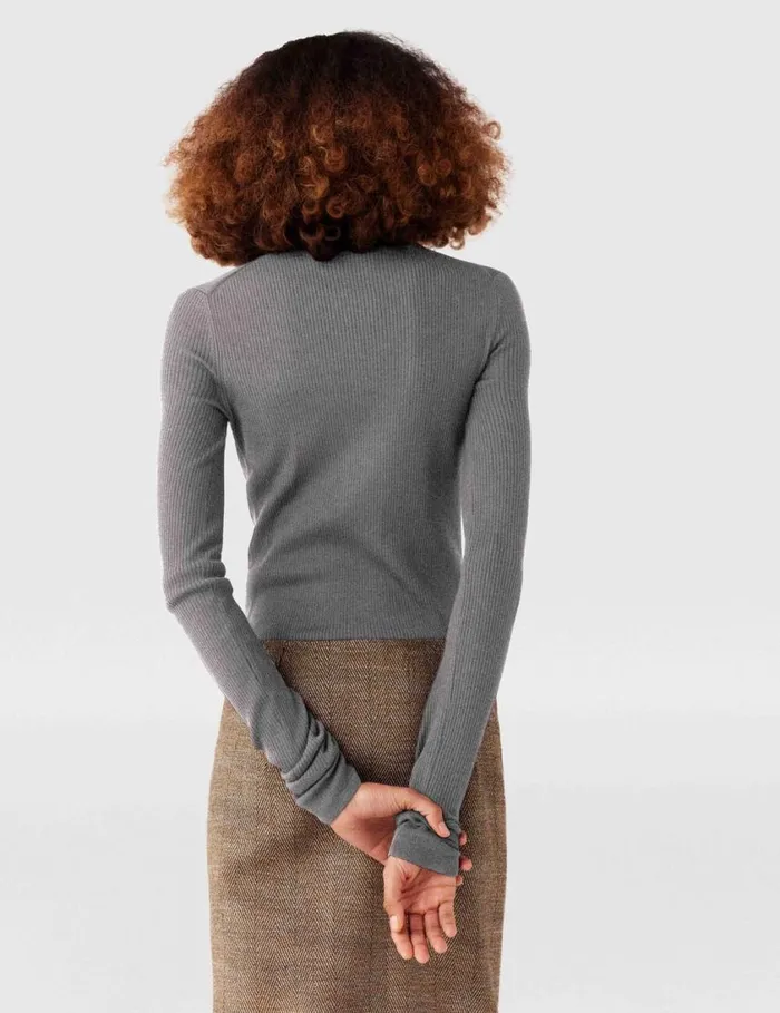Women Crewneck LongSleeve Cardigan Smoke Grey Stella McCartney Knitwear Women Crewneck LongSleeve Cardigan Smoke Grey Stella McCartney Knitwear