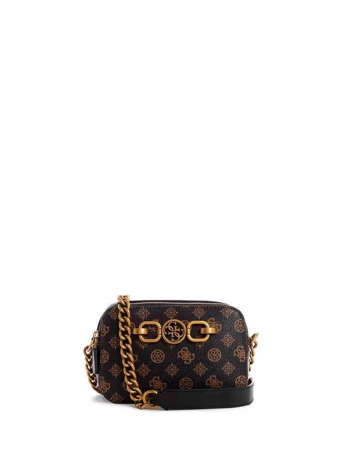 Women Crossbody GUESS Black Brown Noelle Crossbody Camera Bag