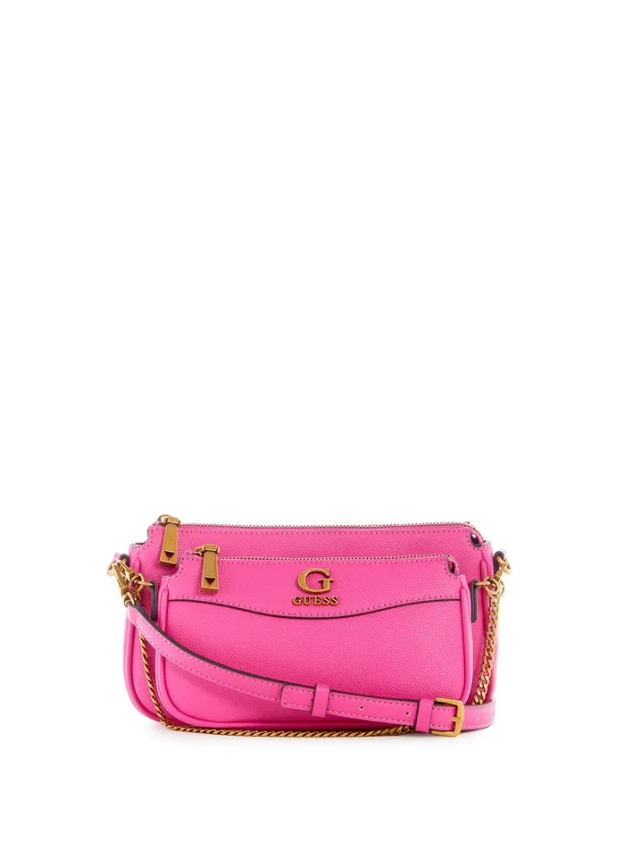 Women Crossbody GUESS Fuchsia Nell Crossbody Pouch Bag